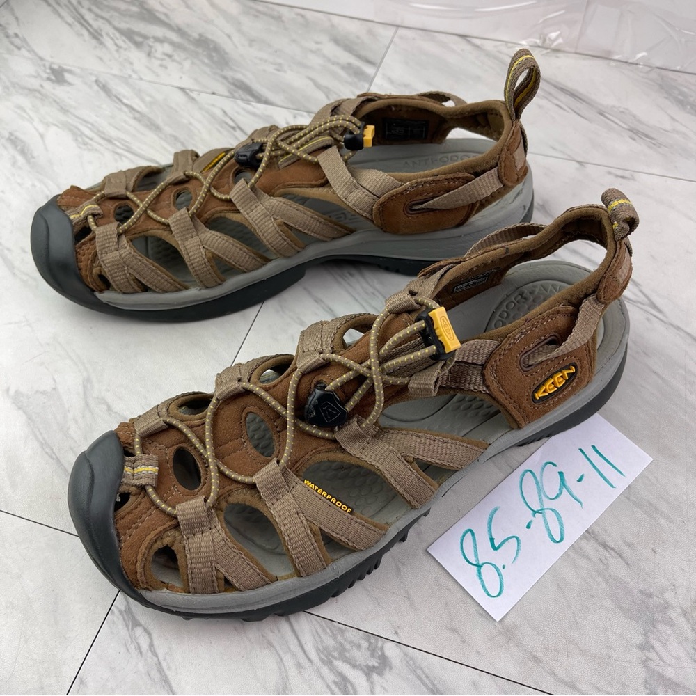Keen women’s 8.5 waterproof brown gray bungee lace sandals water shoes